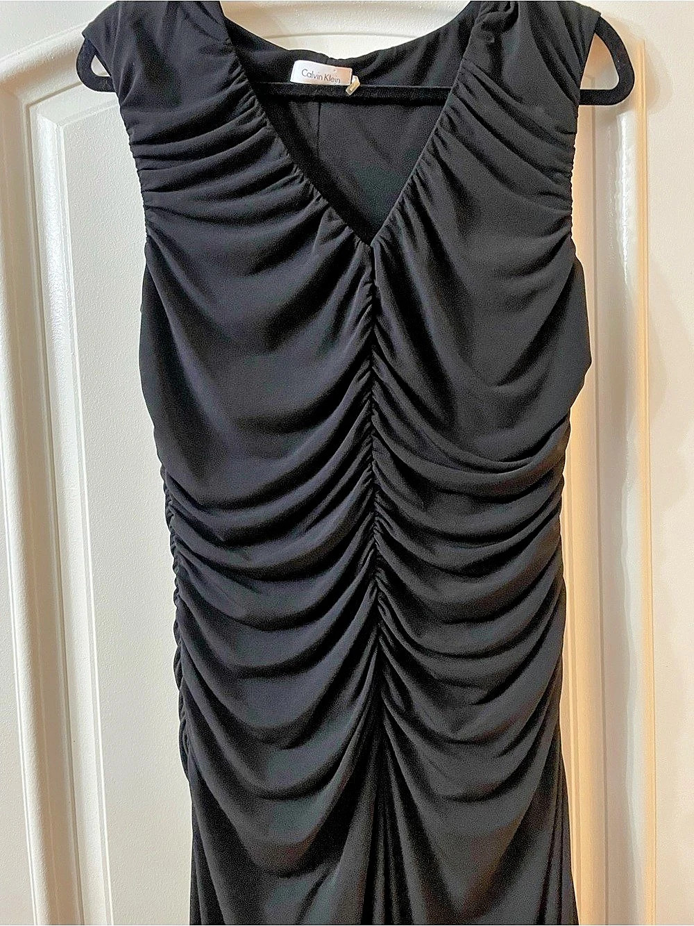 Calvin Klein Ruched Maxi Dress in Black Size 12 Like New
